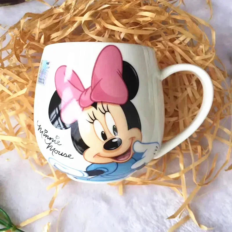 300ML Disney Mickey Mouse Minnie Mouse Coffee Mugs Cute Cartoon Donald Milk Mugs Creative Fashion Mugs Handle Kids Water Cup