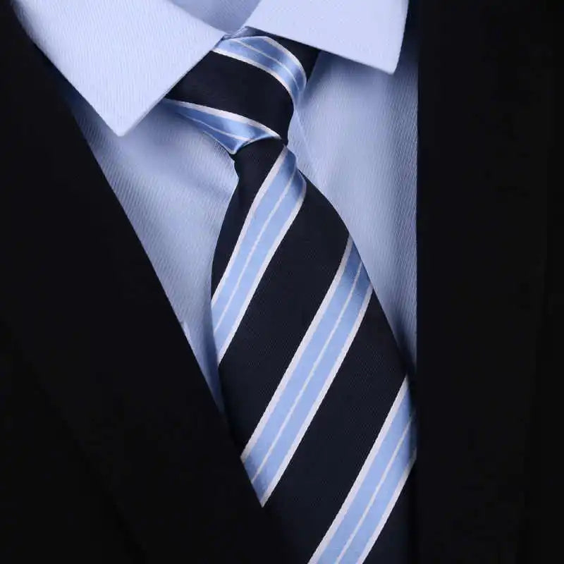High Quality 100% Real Silk Tie For Men's Business Banquet Formal Shirt Accessories With Fashionable Striped Pattern 8CM Necktie