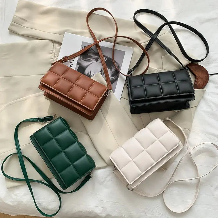 Trendy Classic Solid-Colour Minimalist Fashion Handbag Popular New Style Compact Square Bag PU Handheld Crossbody Shoulder Bag