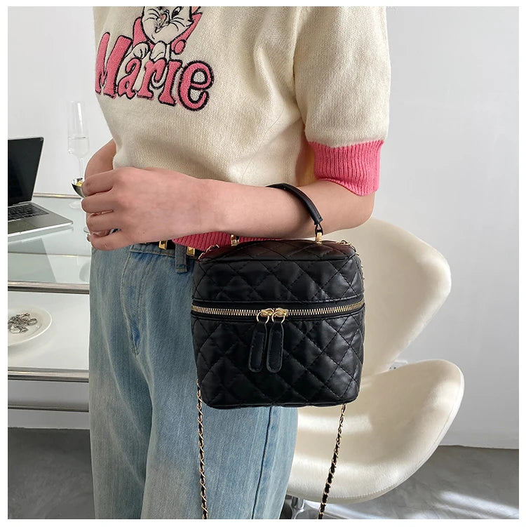 Trendy  Buet Handbag Women's Crossbody Bag Luxury Feel Small  Design Handbag Soft PU Leather Zipper Closure Casual