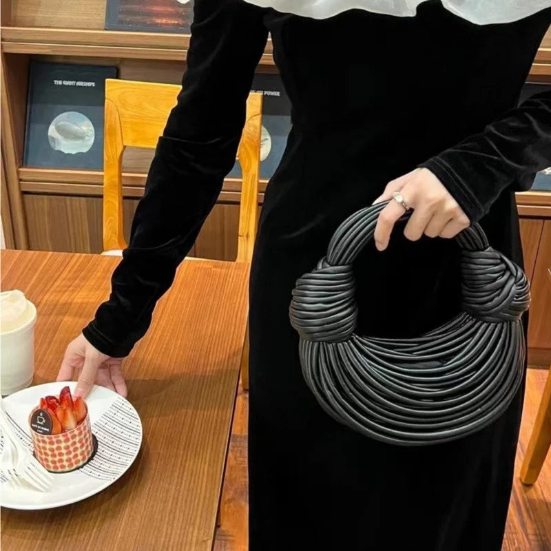 Handbags for Women 2026 New Gold Luxury Designer Brand Handwoven Noodle Bags Rope Knotted Pulled Hobo Silver Evening Clutch Chic