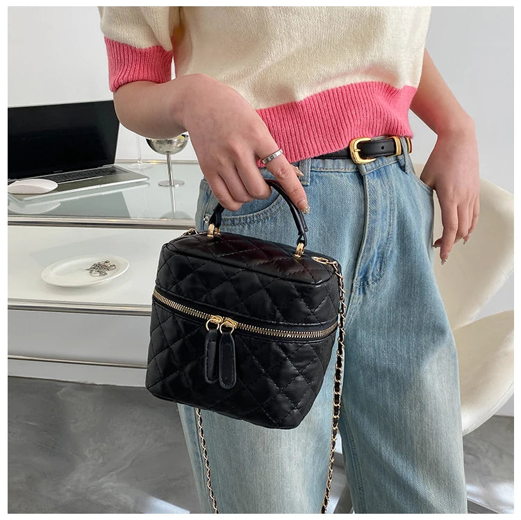 Trendy  Buet Handbag Women's Crossbody Bag Luxury Feel Small  Design Handbag Soft PU Leather Zipper Closure Casual
