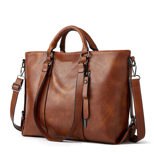 Work handbag 14inch retro PU leather and multi pocket design, suitable for office computer bag for daily use during