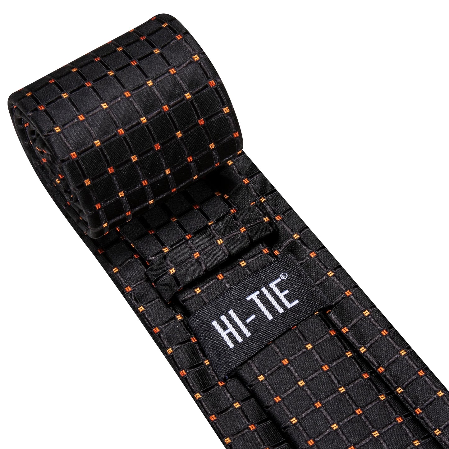Hi-Tie Fashion 8.5cm Black Plaid Dots Men's Elegant Tie Handkerchief Cufflinks Set Wedding Party Accessories Gift for Men Gravat