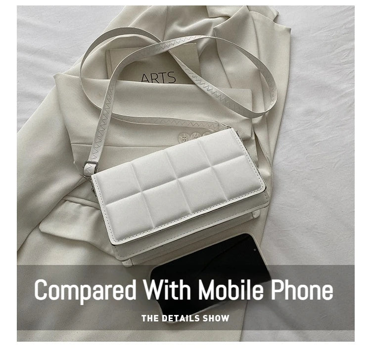 Trendy Classic Solid-Colour Minimalist Fashion Handbag Popular New Style Compact Square Bag PU Handheld Crossbody Shoulder Bag