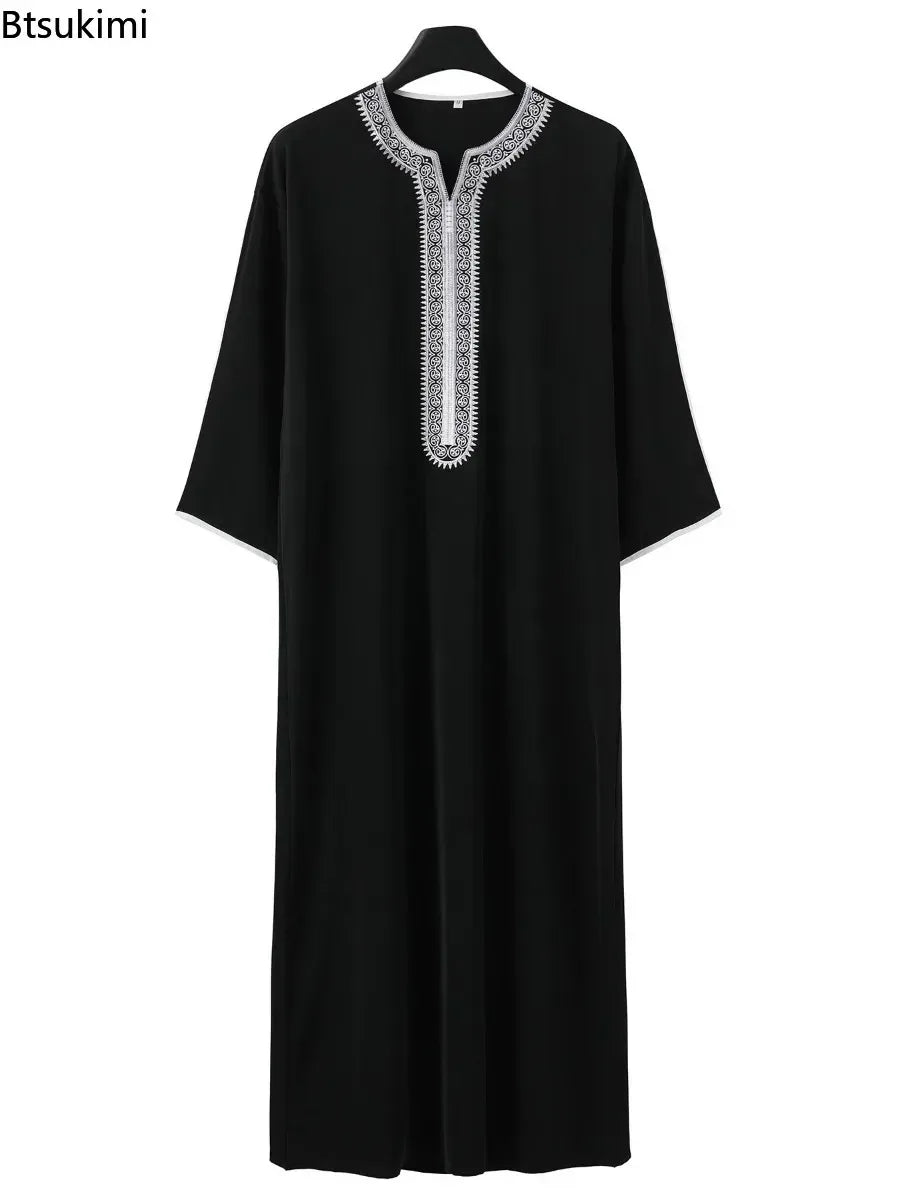 2026 Men's Traditional Muslim Clothing Eid Middle East Jubba Thobe Men Thobe Arab Muslim Robes with Short Sleeves Husband Gift