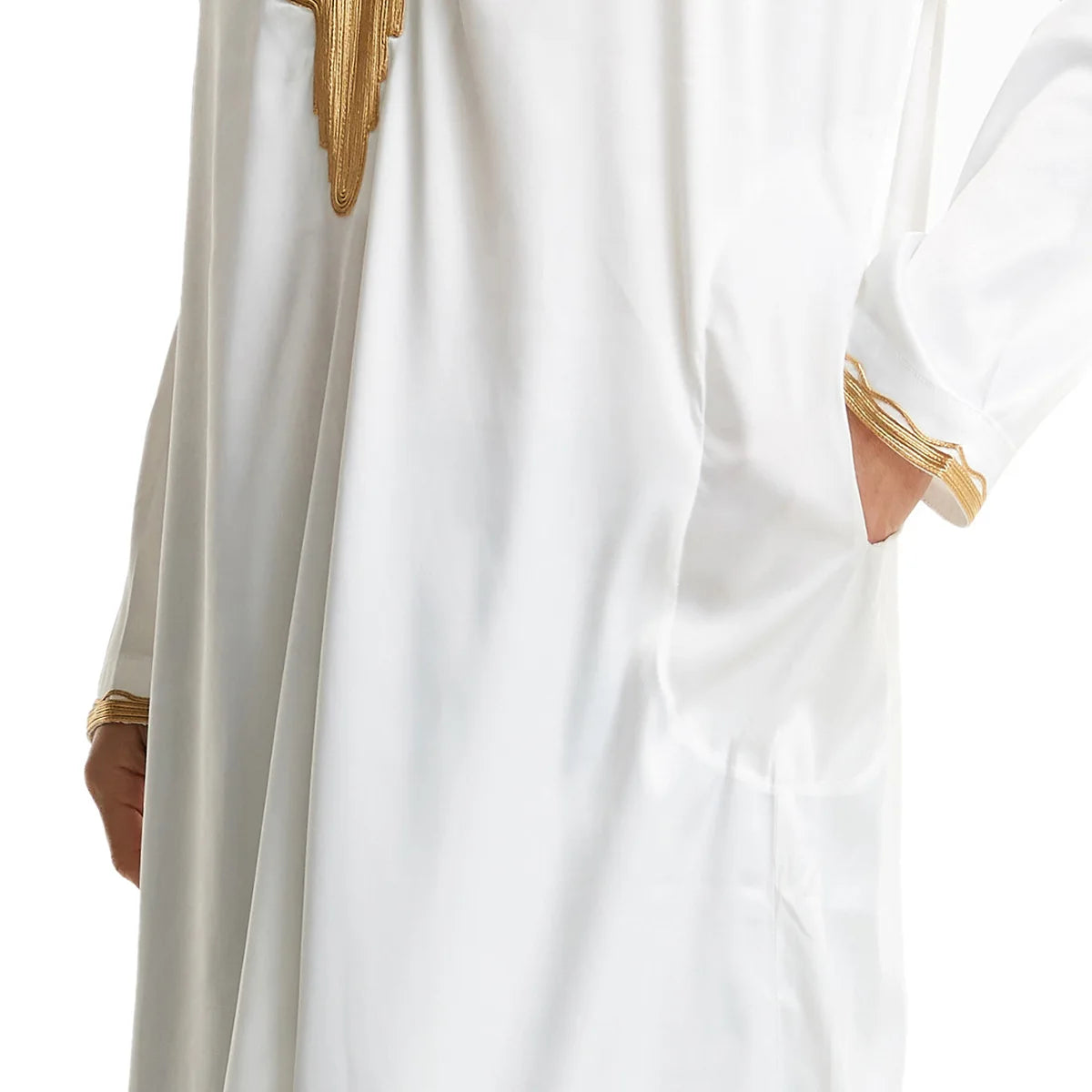 1pcs/lot man fashion embroidery muslim long robe man stand collar long sleeve jubba thobe