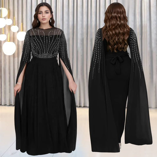 Muslim Full Dress Abayas Women Party Dresses Diamonds Lace Up Ramadan Morocco Dubai Kaftan Islam Vestidos Long Robe Jalabiya