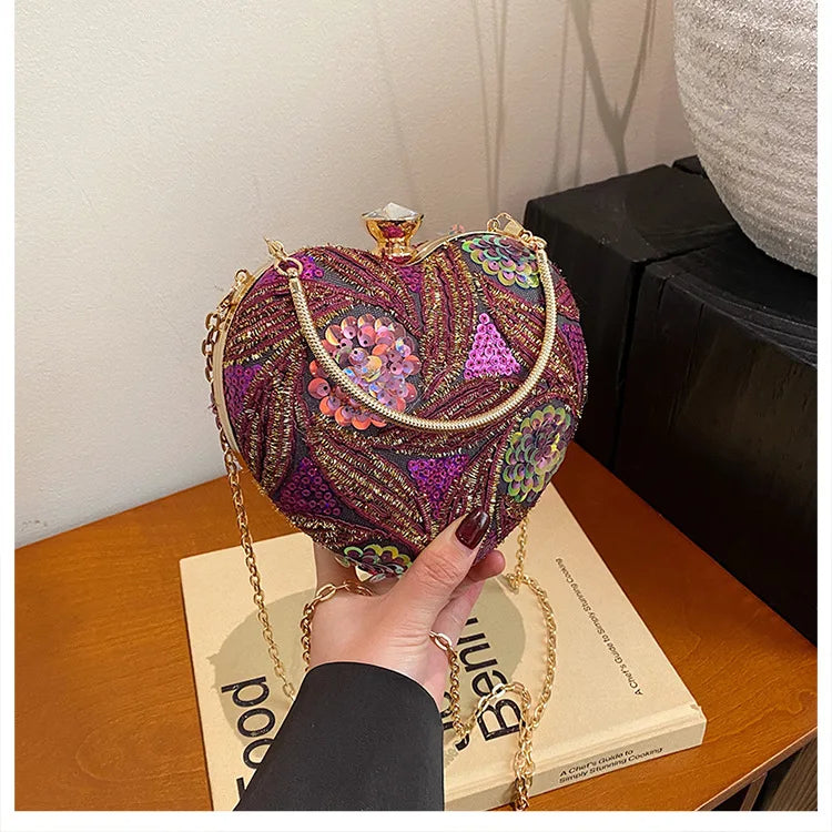 Women's Handbag2025New European and American fashion sequin shoulder baginsInternet Celebrity Retro Handheld Evening Bag