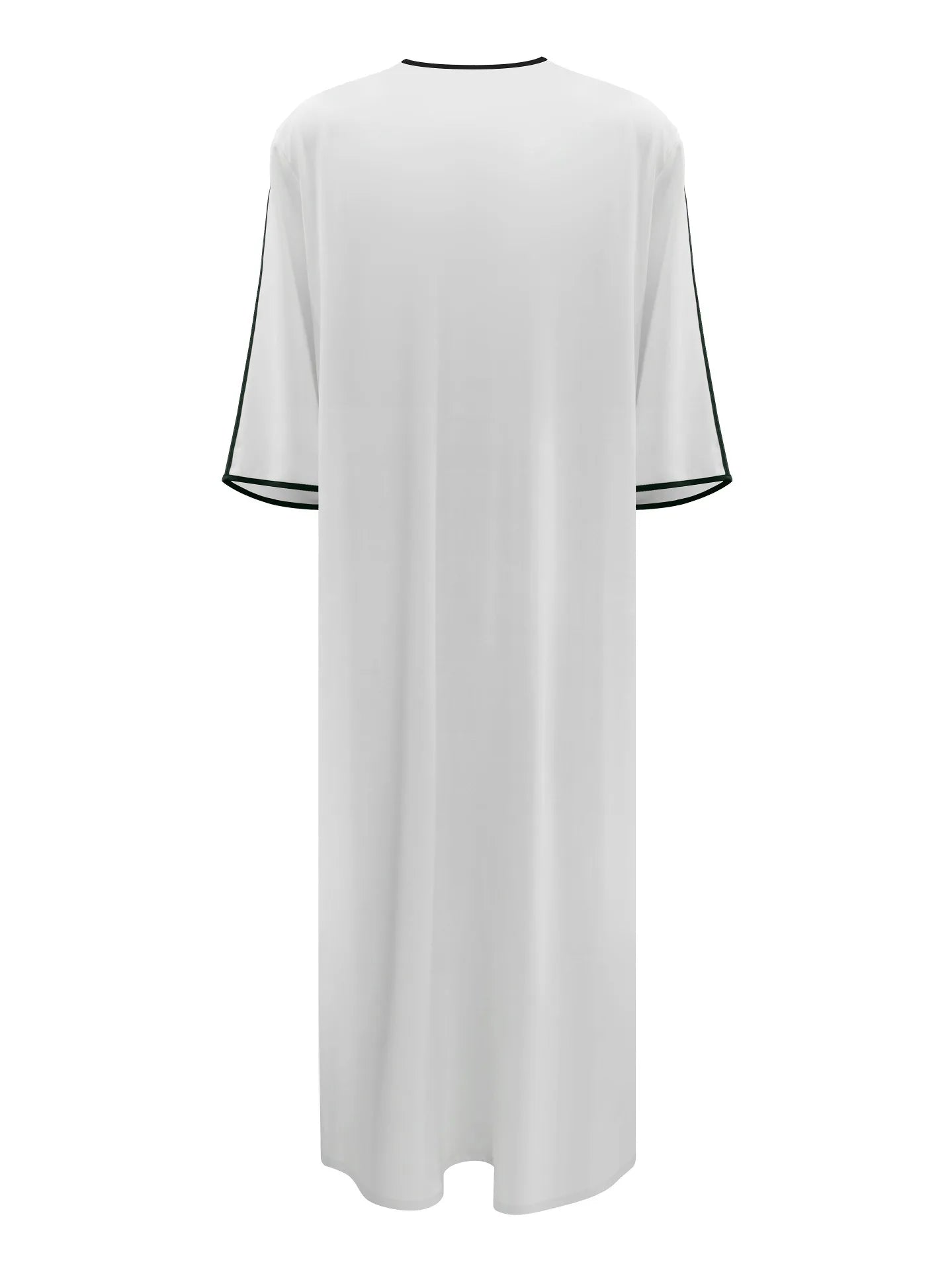 Ethnic Style Kandouras Thobe for Men Jabador Gandoura Side Pockets Embroidery Abaya Long Sleeve Muslim Kaftan Vintage White Robe