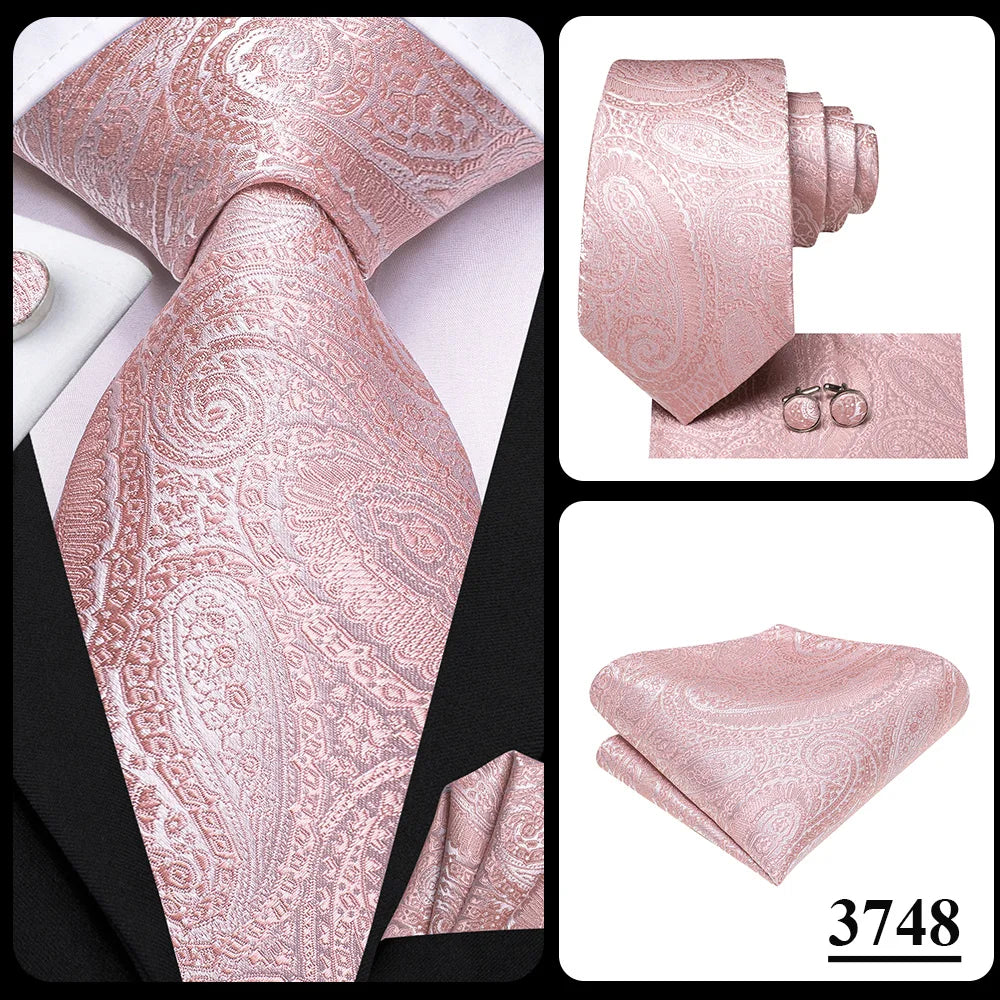 Hi-Tie Teal Green Floral Mens Fashion Necktie Handkerchief Cufflinks for Tuxedo Accessory Classic Silk Luxury Tie for Man Gift