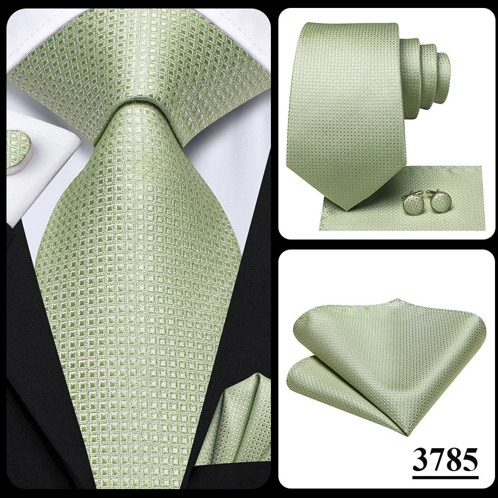 Hi-Tie Teal Green Floral Mens Fashion Necktie Handkerchief Cufflinks for Tuxedo Accessory Classic Silk Luxury Tie for Man Gift