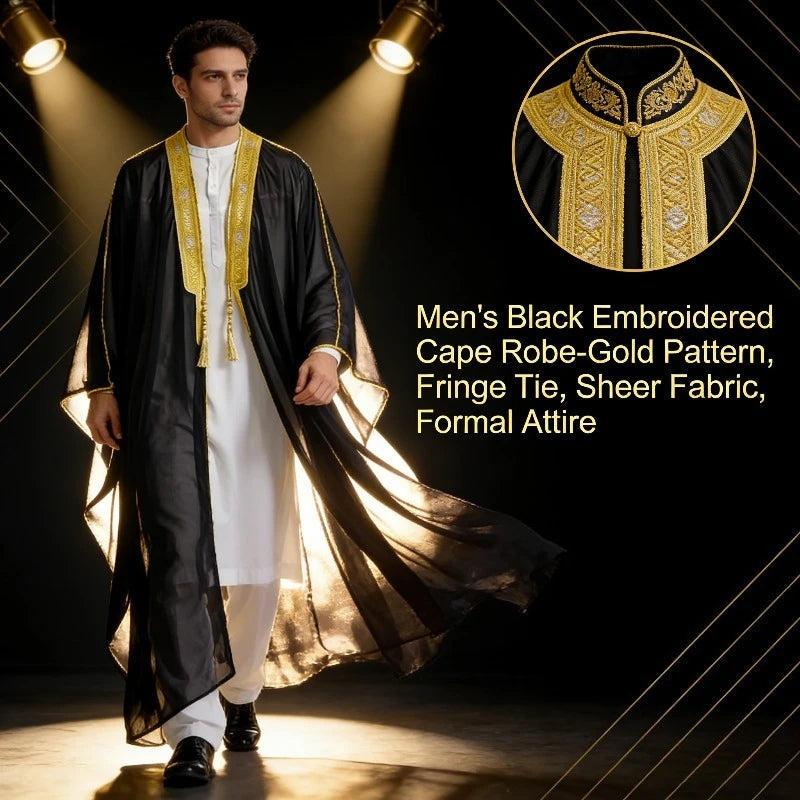 2026 New Middle Eastern Men's Robe Arabic Long Sleeve Cloak for Priests