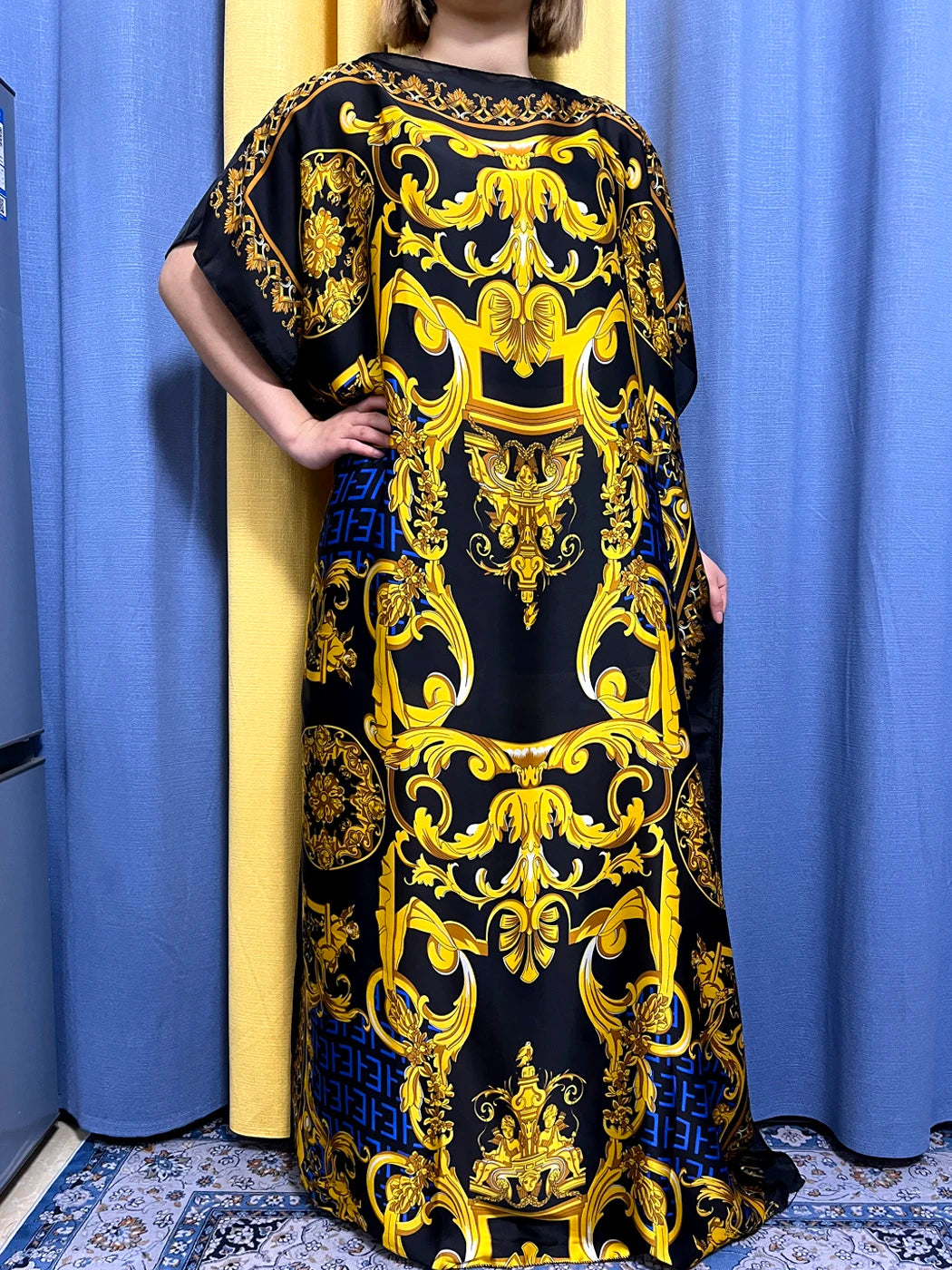 Abayas For Women 2023 Printed Silk Soft Loose Femme Robe Muslim Summer Fashion Clothing African Islam Woman Dresses With Turban