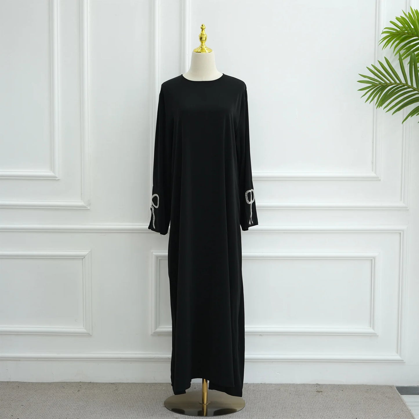 Women Eid Dress Diamond Bow Muslim Abaya Kaftan Arab Long Robe Vestidos Largos Morocco Long Robe Elegant Party Dresses Caftan