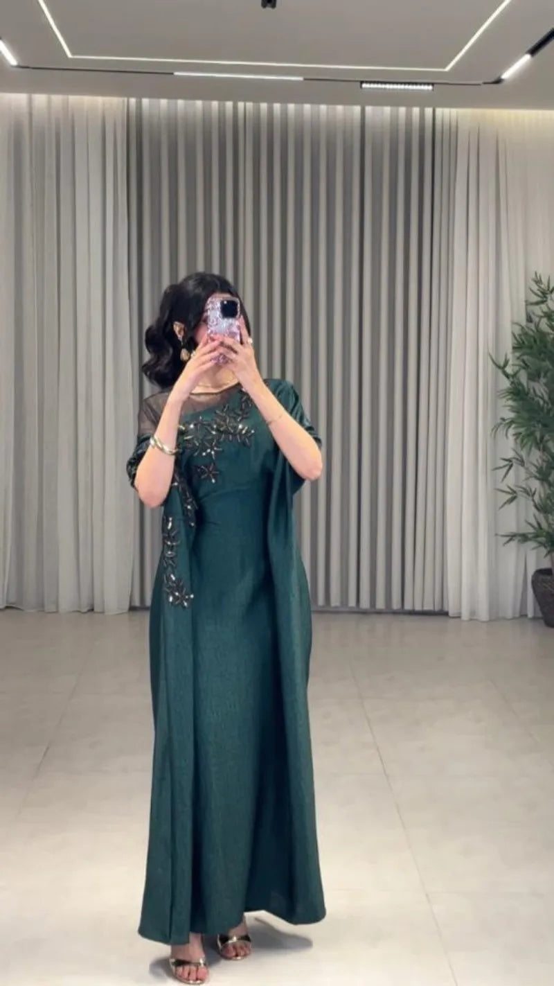 Abaya for Women Floral Lace Ethnic Moroccan Dress Muslim Dubai Attire Islamic Clothes Wedding Eid Ramadan Jalabiya