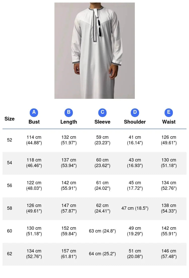 Muslim Men Long Sleeve Pullover Dress Aman Abaya Jubba Thobe for Men Saudi Arab Kaftan Islam Clothing Rayer Robe Afghan Male