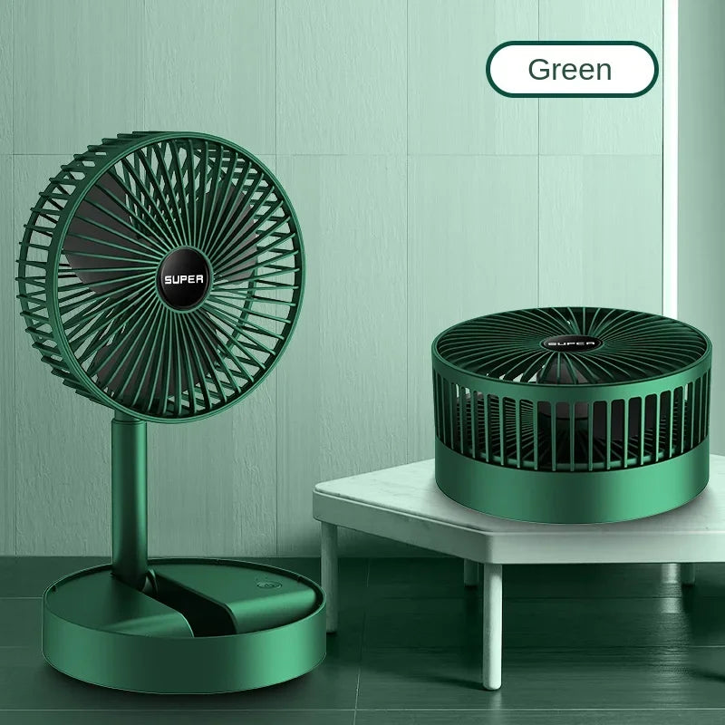 Mini Desktop Foldable Fan Portable Household USB Rechargeable Retractable Mute Fan Electric Adjustable LowNoise Long Standby Fan