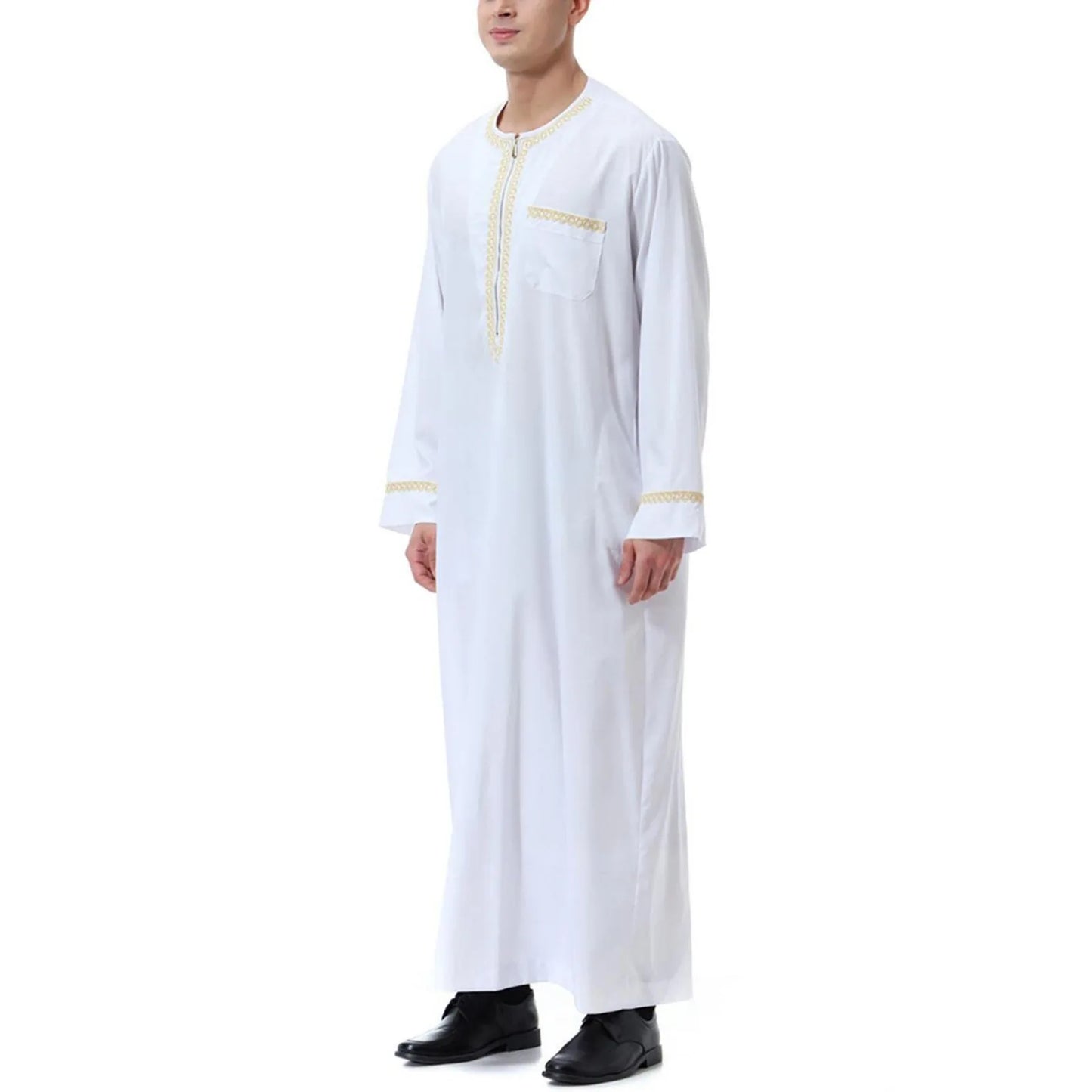 2026 New Muslim Middle Eastern Arab Robe Men's Round Neck Garment