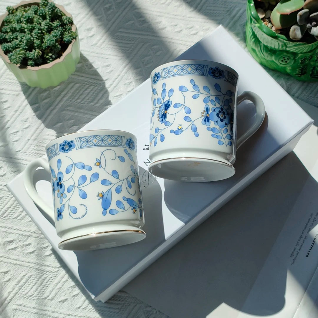 Milan Flower Ceramics Tableware Coffee Cup Plate Mug European Afternoon Tea Cup and Saucer Set Gift Box Customized Style