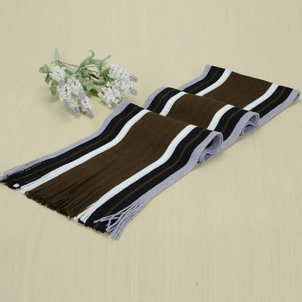 Casual Cashmere Men Striped Scarf Thick Tassel Stole Winter Long Shawl Soft Neck Warm Neck Wrap new Scarf &Wrap