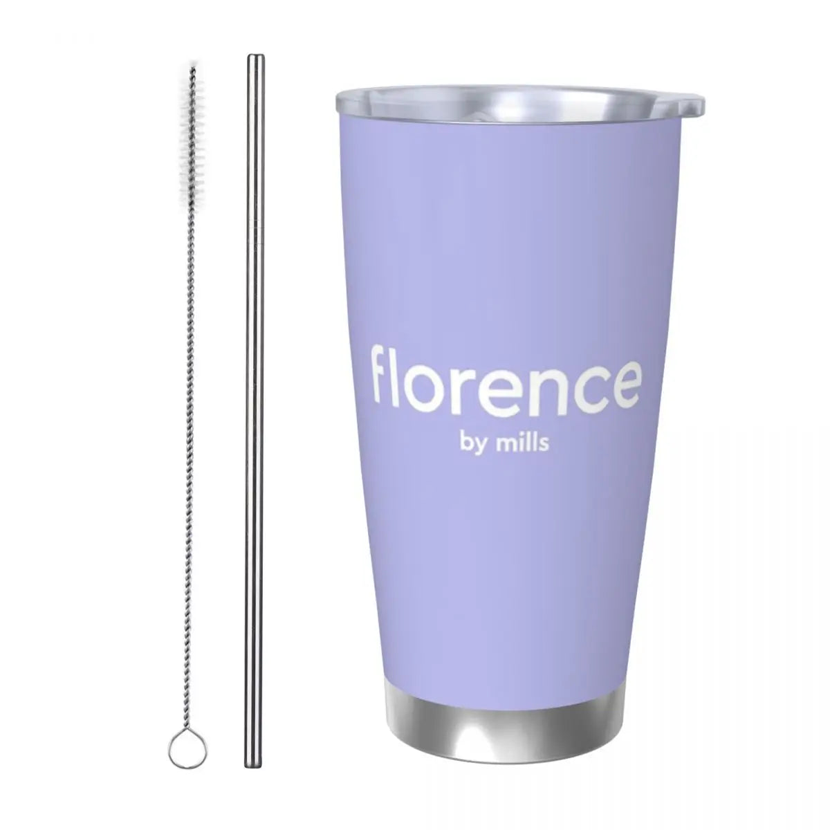 Florence By Mills Stainless Steel Tumbler Vacuum Insulated Mug Thermal Cold Cup Straw With Lid 20oz