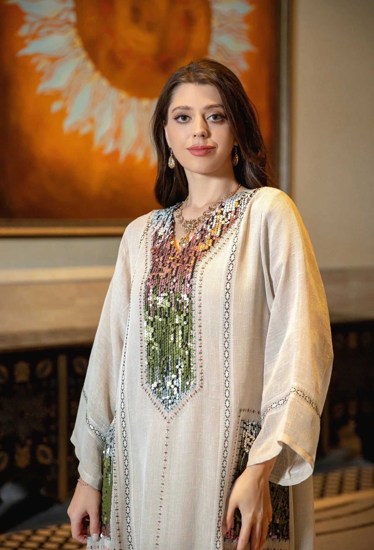 Eid Muslim Party Dress for Women Abaya Sequins Maxi Evening Long Dresses Jalabiya Morocco Dubai Abayas Kaftan Vestidos Long Robe
