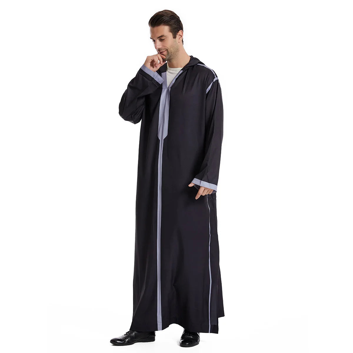 Muslim Men Hooded Robe Dishdasha Modest Islamic Dubai Saudi Prayer Abaya Kaftan Eid Ramadan Morocco Jubba Arab Thobe Abayas