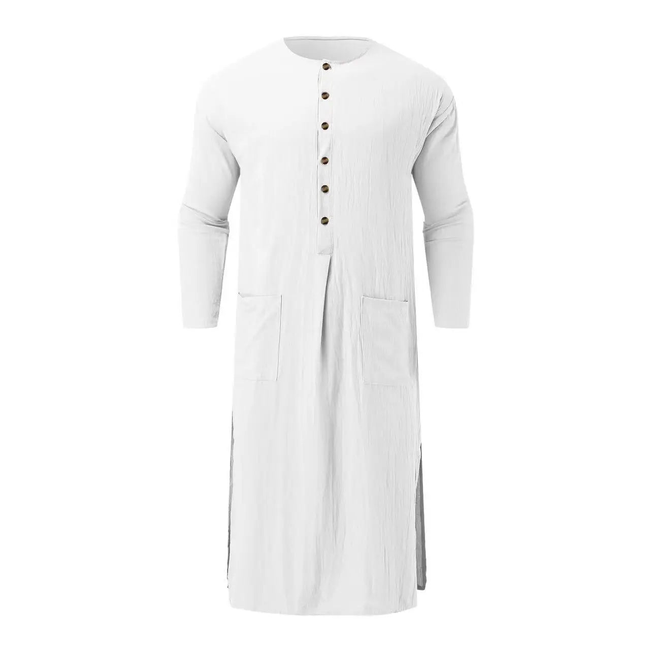 Jubba Thobe Islamic Arabic Kaftan Men Linen Cotton Solid Short Sleeve Hooded Robes Dubai Middle East Muslim Clothes Abaya Homme
