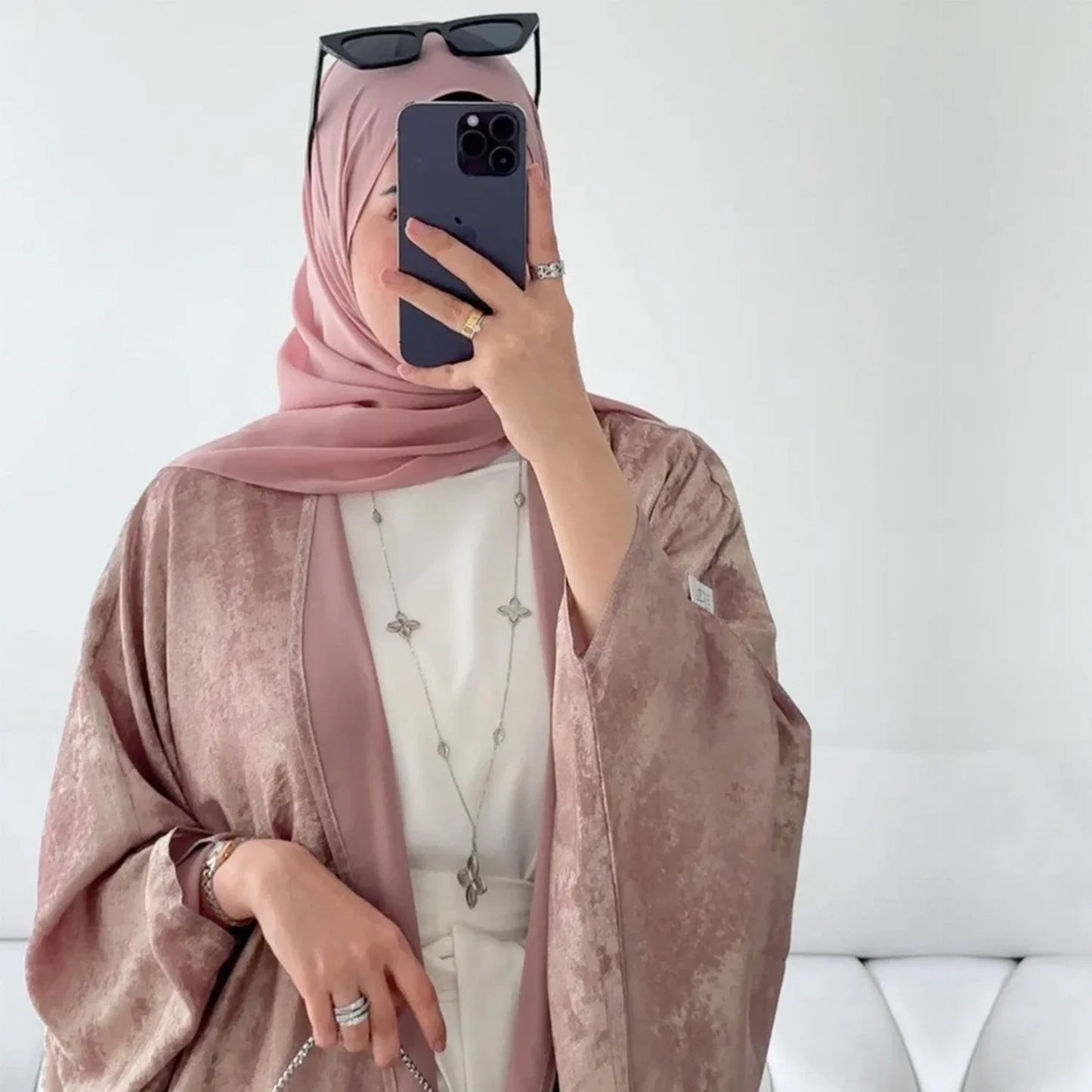 2025 Fashion Elegant Dubai Turkish Abaya Muslim's Women Inner Under Dress Abayas Open Front Cardigan
