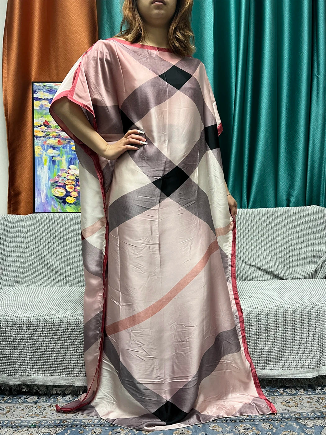 Abayas For Women 2023 Printed Silk Soft Loose Femme Robe Muslim Summer Fashion Clothing African Islam Woman Dresses With Turban