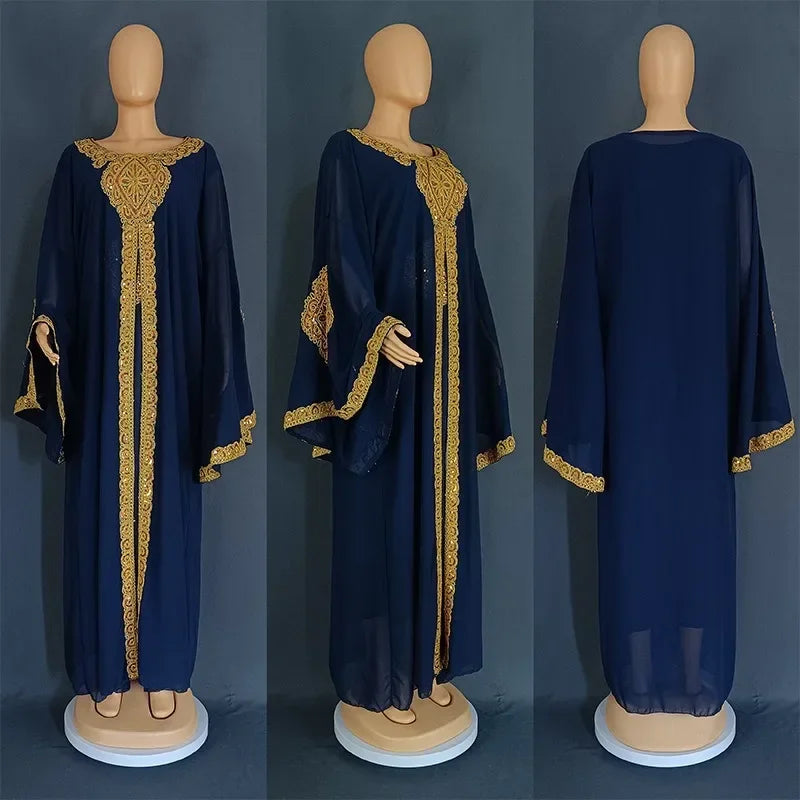 Kaftan Dubai Abaya Turkey Muslim Chiffon Maxi Dress Islam Clothing Elegant African Dresses for Women Boubou Robe Djellaba Femme