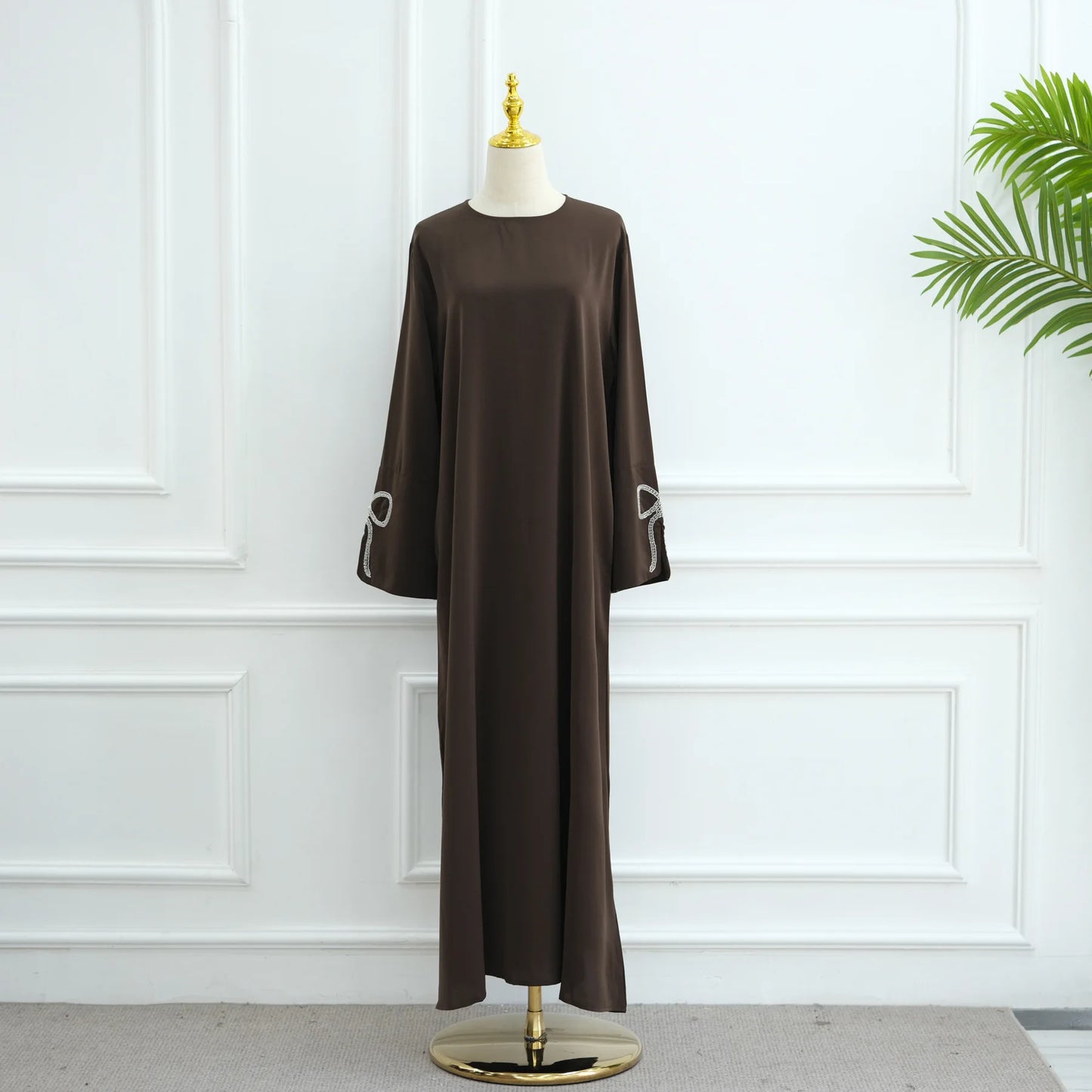 Women Eid Dress Diamond Bow Muslim Abaya Kaftan Arab Long Robe Vestidos Largos Morocco Long Robe Elegant Party Dresses Caftan