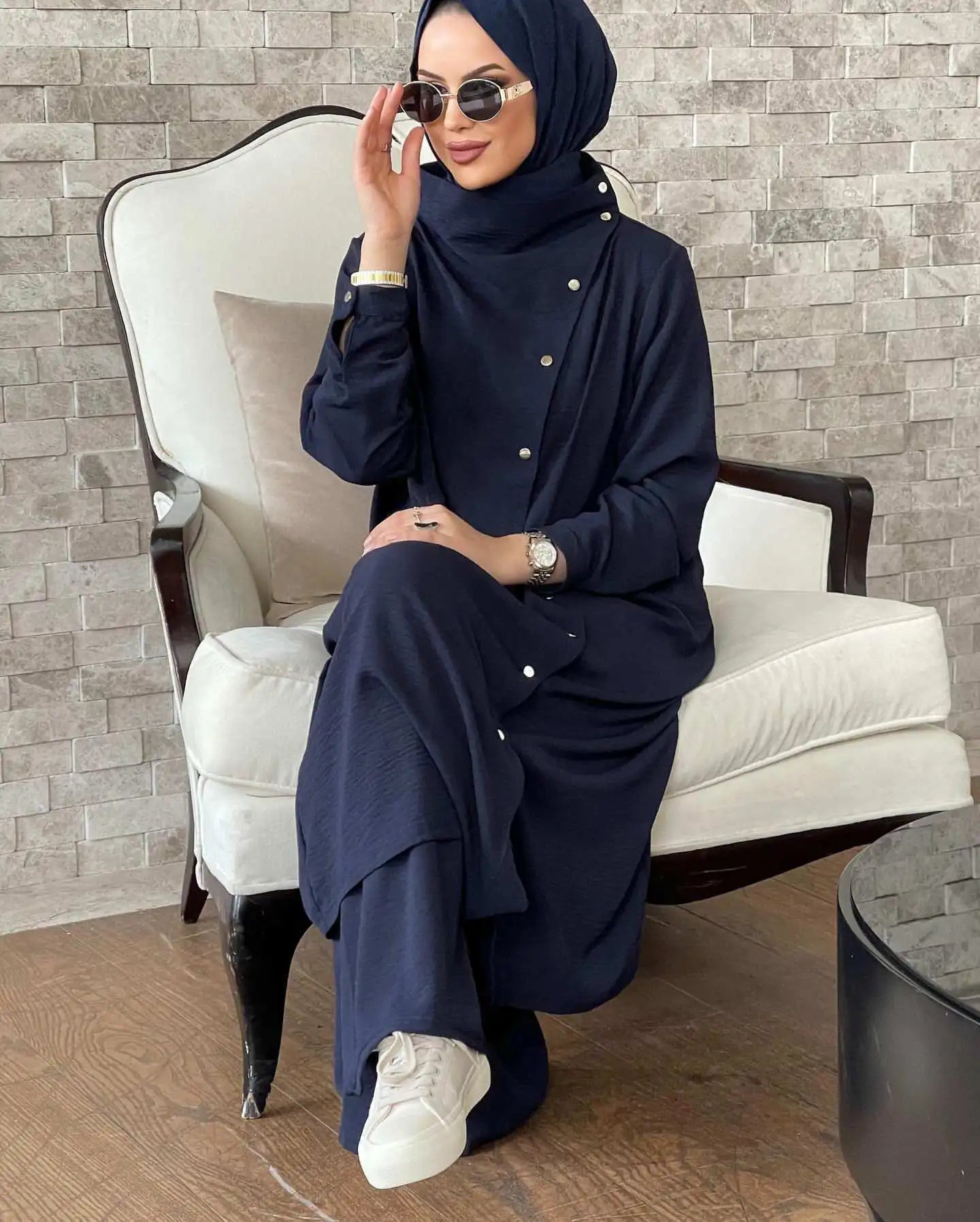 Women's Long Sleeve Loose Pants Sets, Muslim Fashion, Abaya Suit, Vintage Blouse, Islam Printed Suit, Arab Fashion