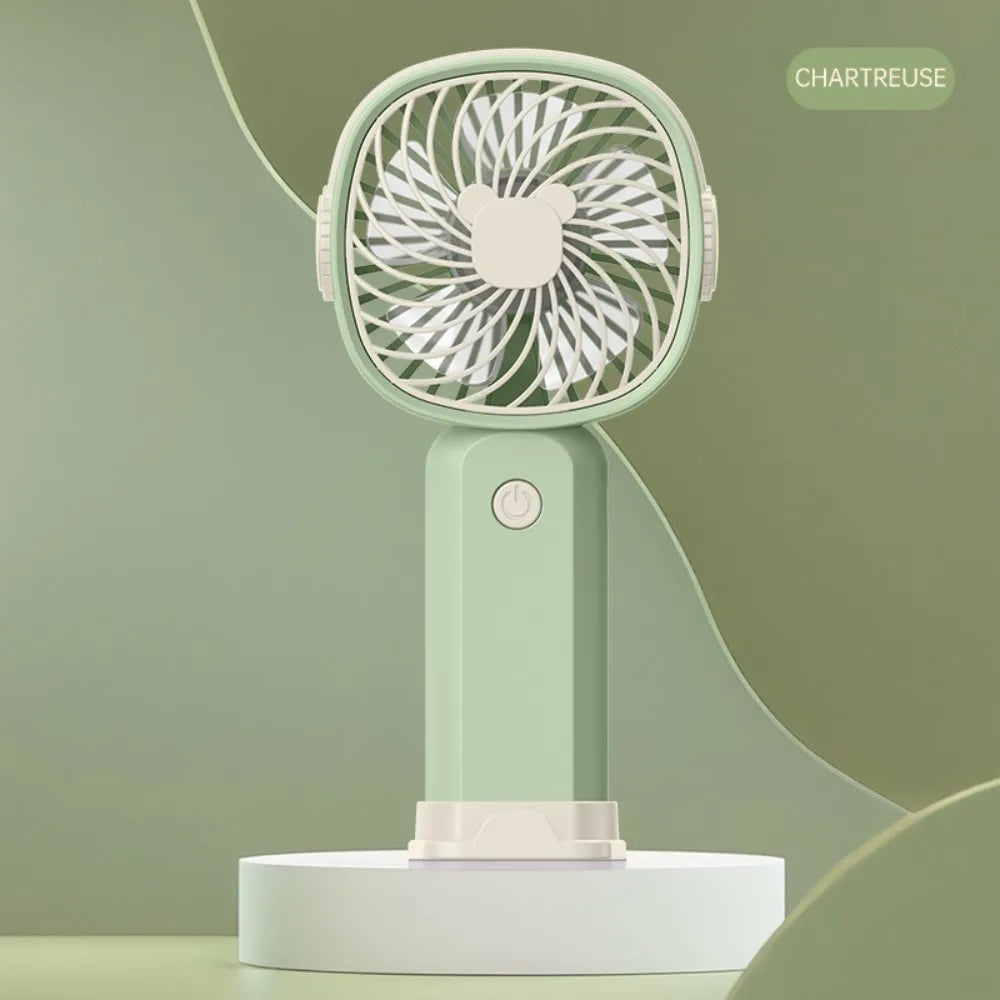 Mini Outdoor Handheld Fan with Desktop Phone Holder 3-speed Adjustable Wind Speed Portable Desktop Fan USB Charging Electric Fan