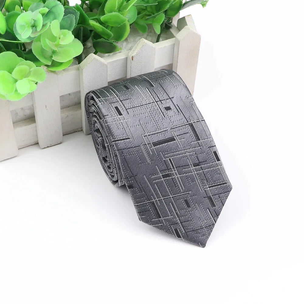 Men's 6cm Elegant Jacquard Weave Tie Vintage Embroidery Flower Rendering Pattern Necktie Business Wedding Party Accessories Gift