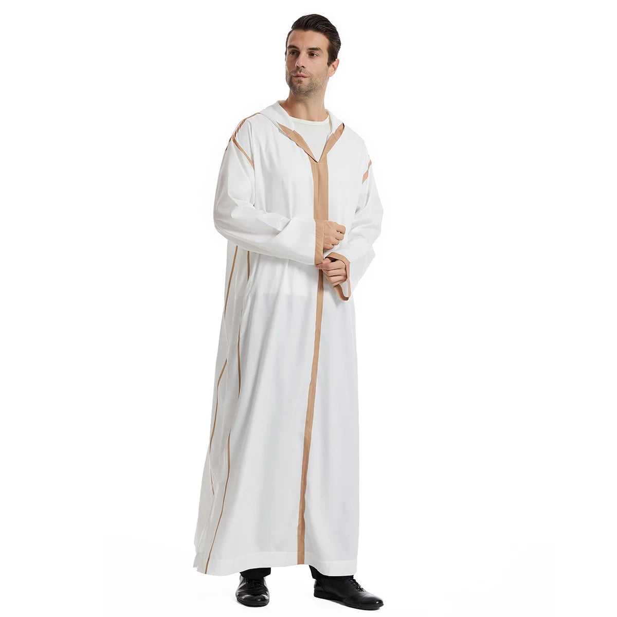 Muslim Men Hooded Robe Dishdasha Modest Islamic Dubai Saudi Prayer Abaya Kaftan Eid Ramadan Morocco Jubba Arab Thobe Abayas