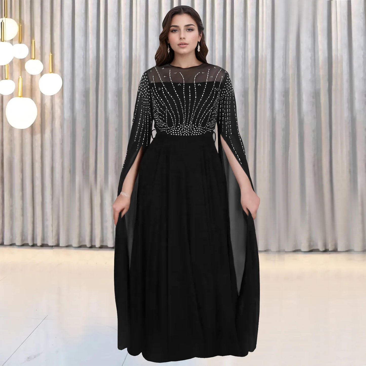 Muslim Full Dress Abayas Women Party Dresses Diamonds Lace Up Ramadan Morocco Dubai Kaftan Islam Vestidos Long Robe Jalabiya