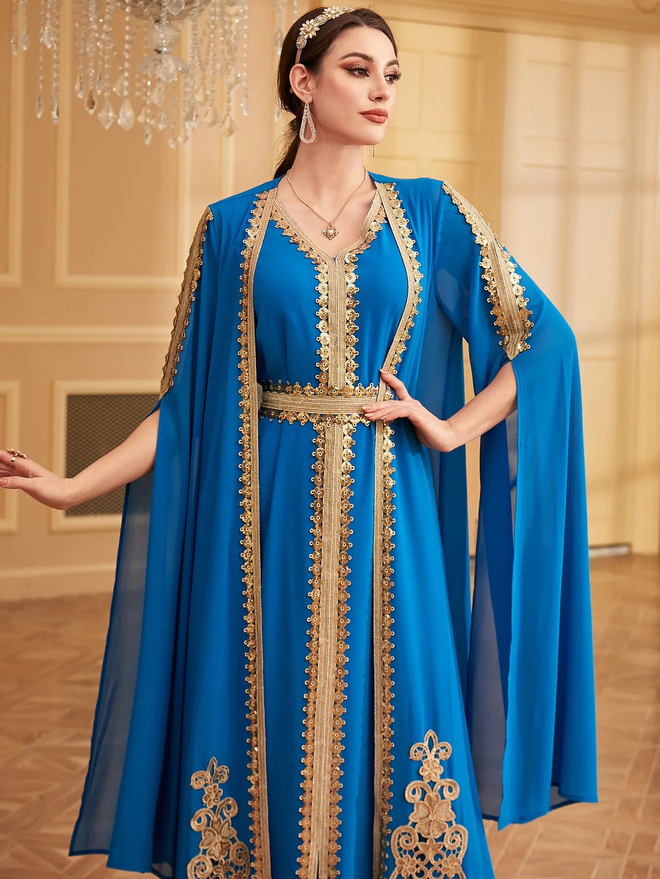 Middle East Arab Muslim New Fashion Women's Embroideried Casual Trendy Loose Elegant 2 Piece Sets Cardigan Coat Dresses Female