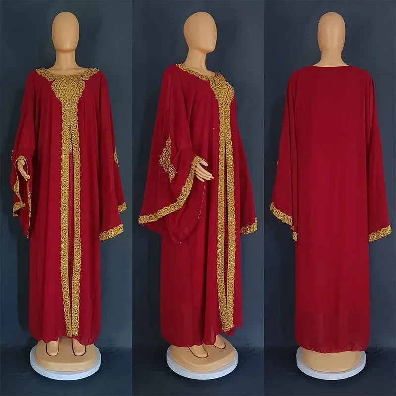 Kaftan Dubai Abaya Turkey Muslim Chiffon Maxi Dress Islam Clothing Elegant African Dresses for Women Boubou Robe Djellaba Femme