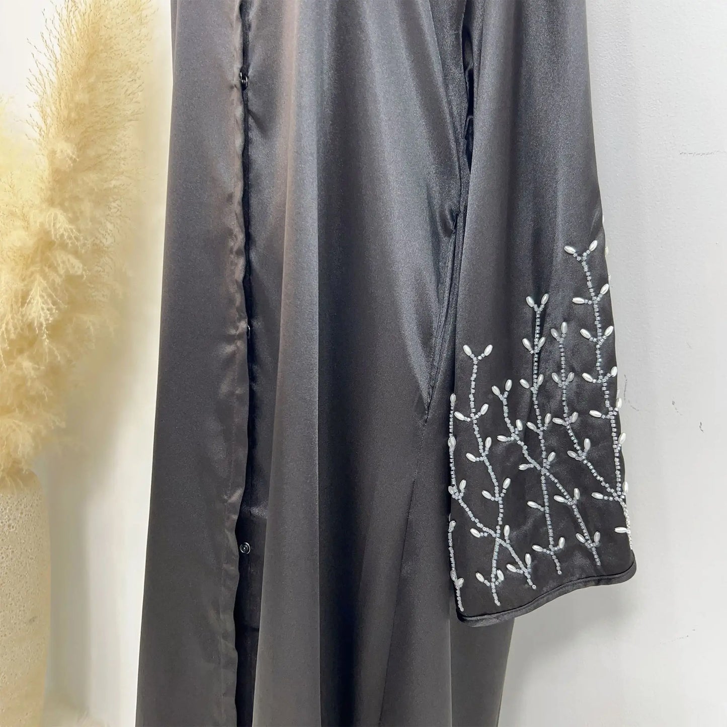 Kimono Abaya Dubai Party Kaftan Solid Beaded Muslim Fashion Hijab Dress Summer Open Abayas for Women Turkey Islam Modest Outfit