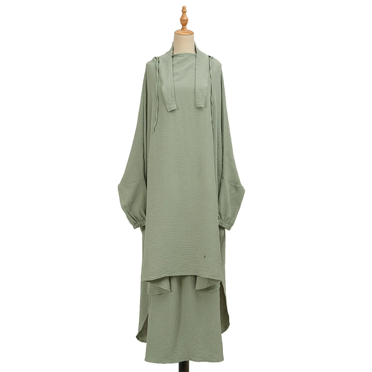 Two Piece Abaya for Woman Jilbab Prayer Set Batwing Hijab Dress Muslim Kimono Kaftan Robe Long Khimar Islam Cloth Jilbab Ramadan