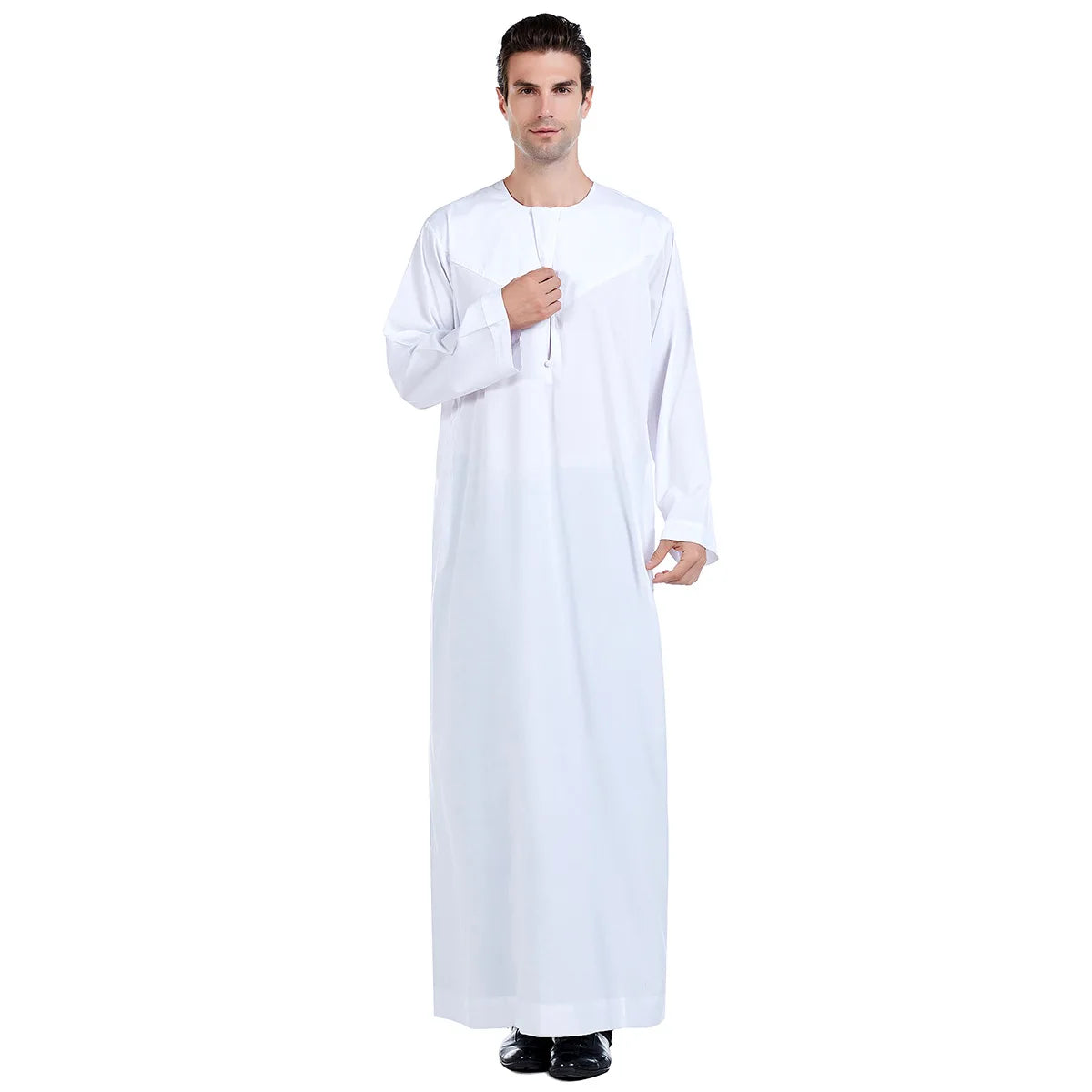 Men Abaya Solid Muslim Long Sleeve Button Dress Pakistan Islam Clothing Jubba Thobe Saudi Arabia Kleding Kaftan Oman Qamis Homme