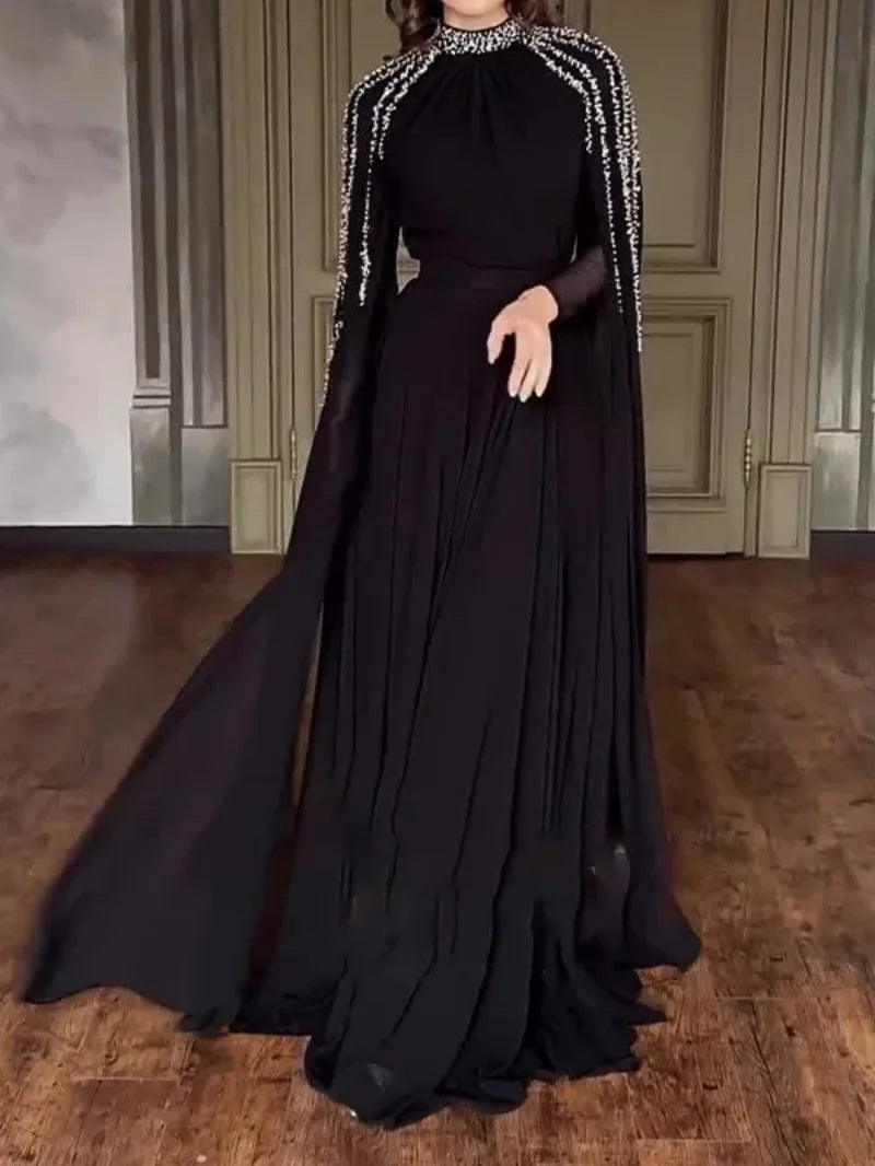 Abaya, Middle Eastern Hot Drilling Robe Evening Gown, Muslim Women's Long Robes,  Saudi Arabia Caftan Islam Clothes for Muslim