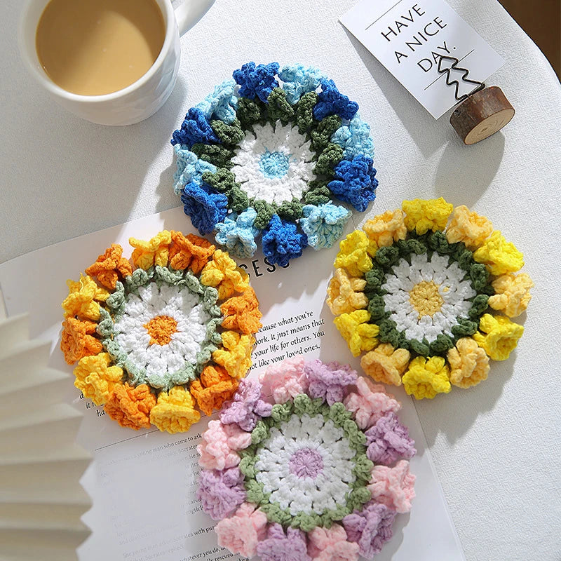 Lily of the Valley Crochet Coaster Flower Placemat Bouquet Cup Pad Coffee Mug Mat - Unique Mother's Day Gift