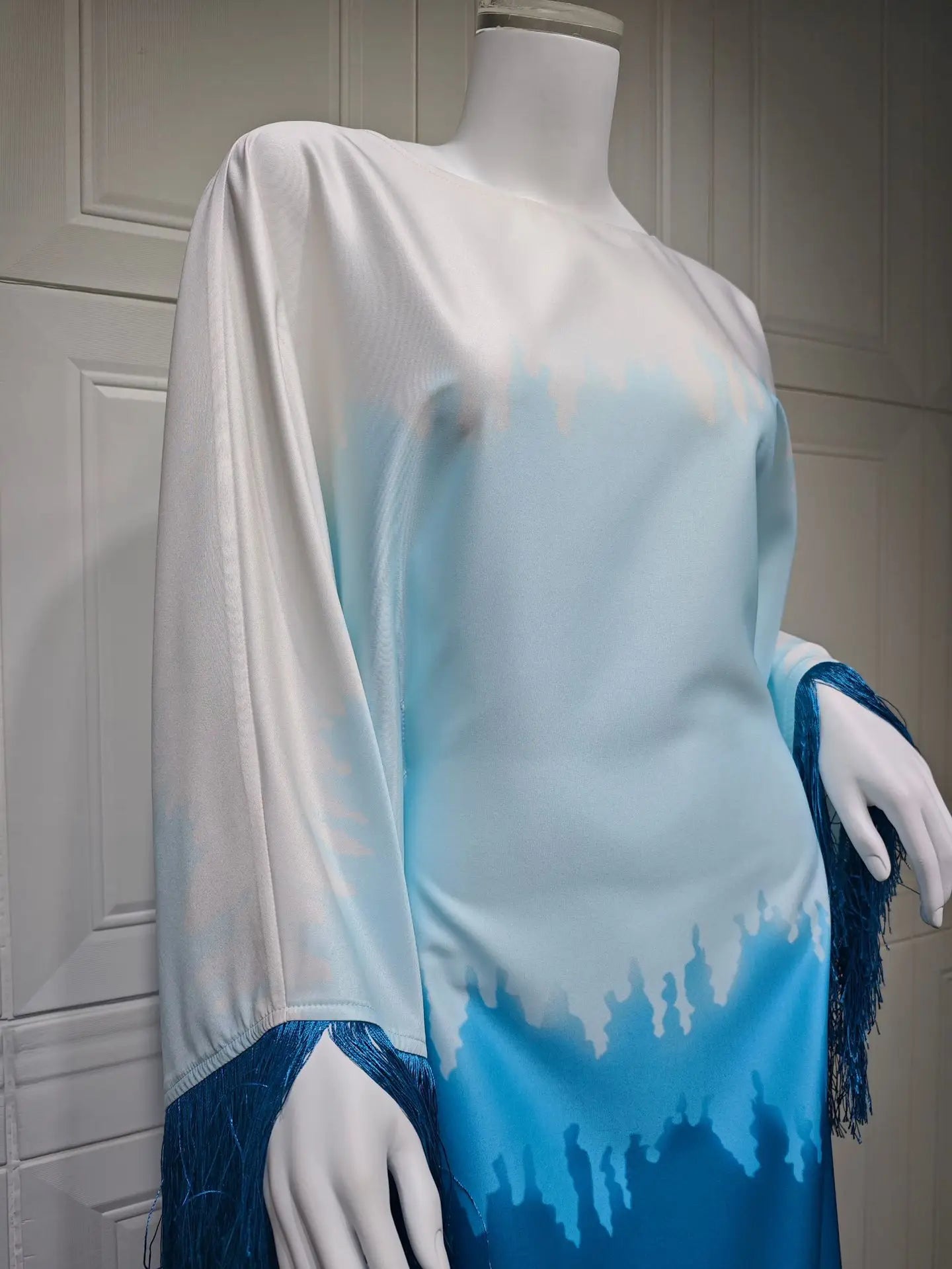 Modest Muslim Batwing Sleeve Gradient Color Tassel Kaftan Eid Al Adha Party Evening Dresses Moroccan Turkey Dubai Abaya Islam