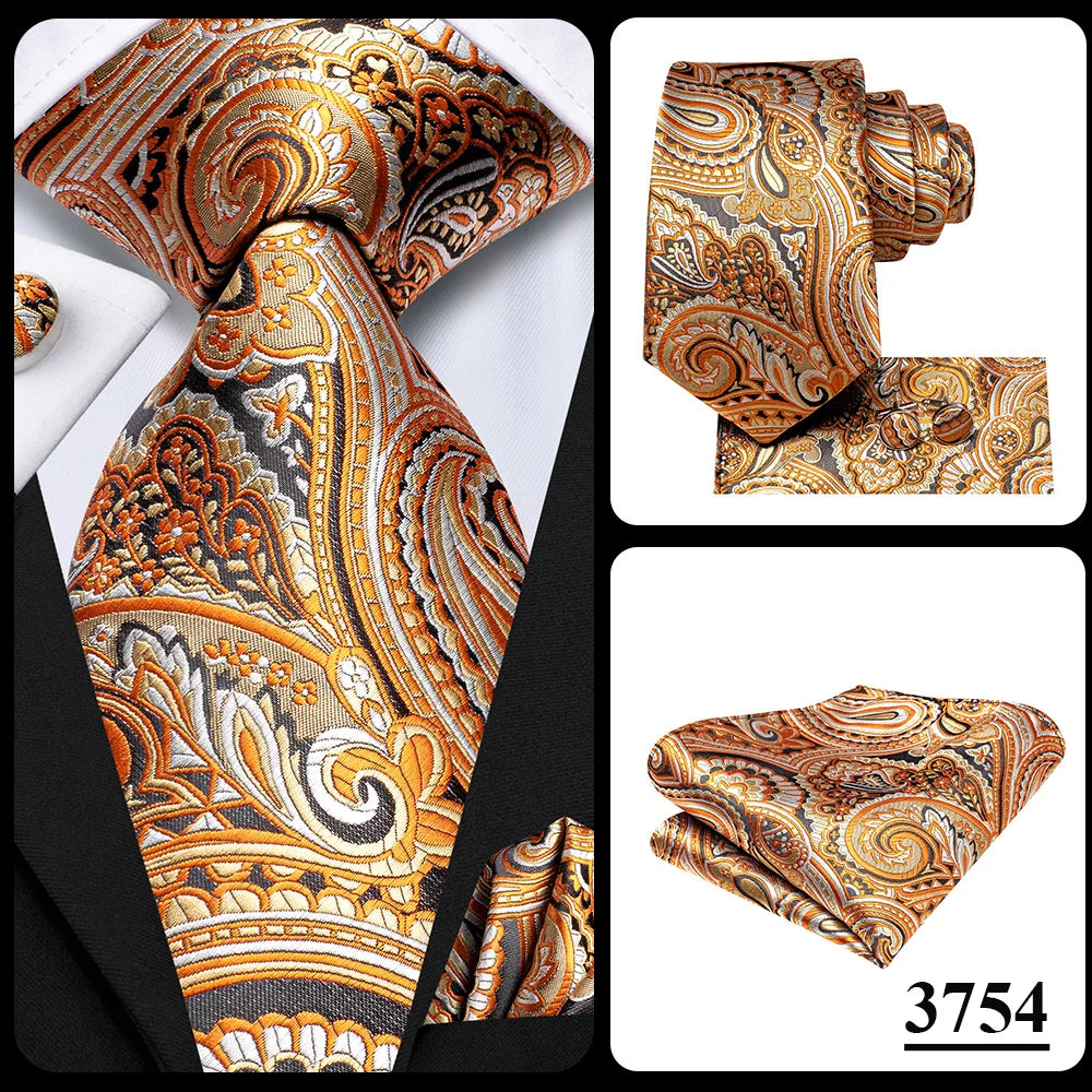 Hi-Tie Teal Green Floral Mens Fashion Necktie Handkerchief Cufflinks for Tuxedo Accessory Classic Silk Luxury Tie for Man Gift