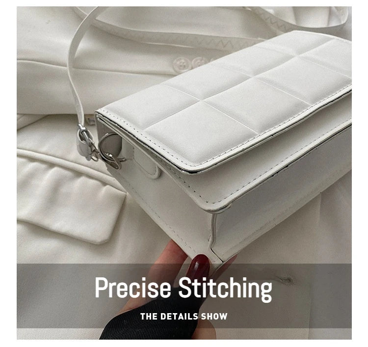 Trendy Classic Solid-Colour Minimalist Fashion Handbag Popular New Style Compact Square Bag PU Handheld Crossbody Shoulder Bag