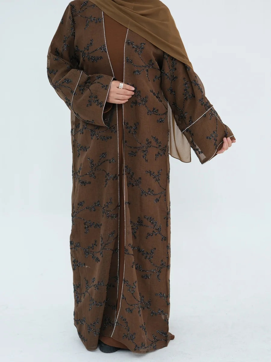 Muslim Women Dubai Abaya Luxury Embroidery Floral Long Dress Kimono Cardigan Kaftan Modest Robe Femme Islamic Clothing Kebaya