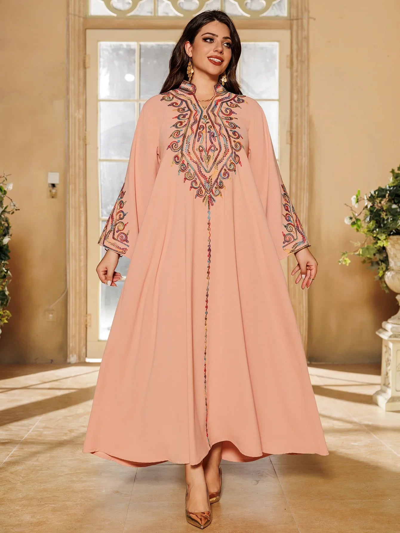 Embroidered Abayas for Women Muslim Evening Eid Party Dress Kaftan Dubai Turkey Robe Arabic Islam Jalabiya Caftan Marocain Femme